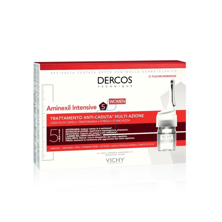 Dercos Linea Aminexil Intensive Trattamento Anticaduta 5 Azioni Donna 21 Fiale